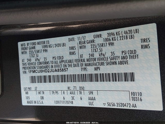 2018 FORD ESCAPE 1FMCU0HD2JUA85857 Photo 8