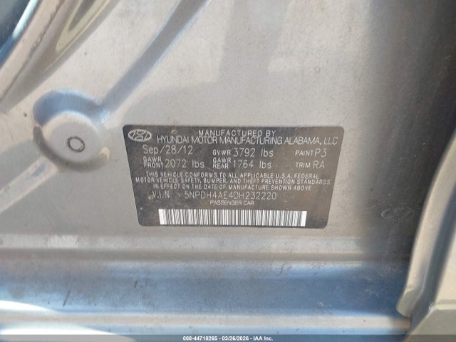 Aukcja sprzedaży 2013 Hyundai Elantra Gls, vin: 5NPDH4AE4DH232220, numer aukcji: 44718265
