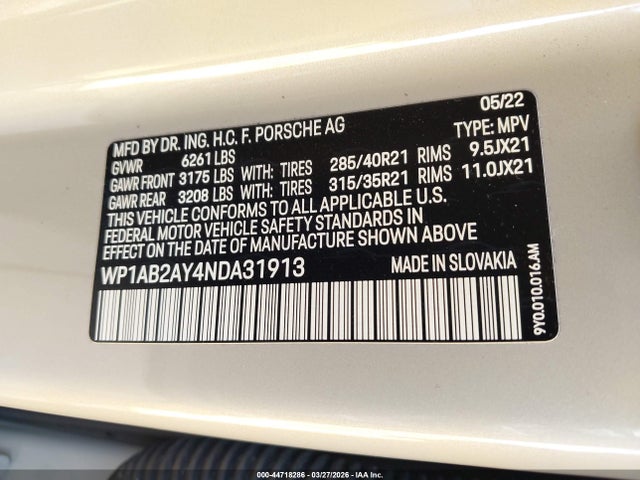 WP1AB2AY4NDA31913 Porsche Cayenne S/s Platinum Edition