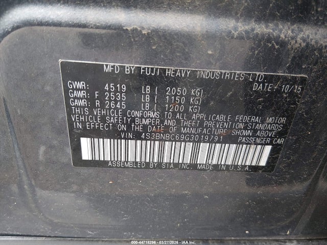 Aukcja sprzedaży 2016 Subaru Legacy 2.5i Premium, vin: 4S3BNBC69G3019791, numer aukcji: 44718296