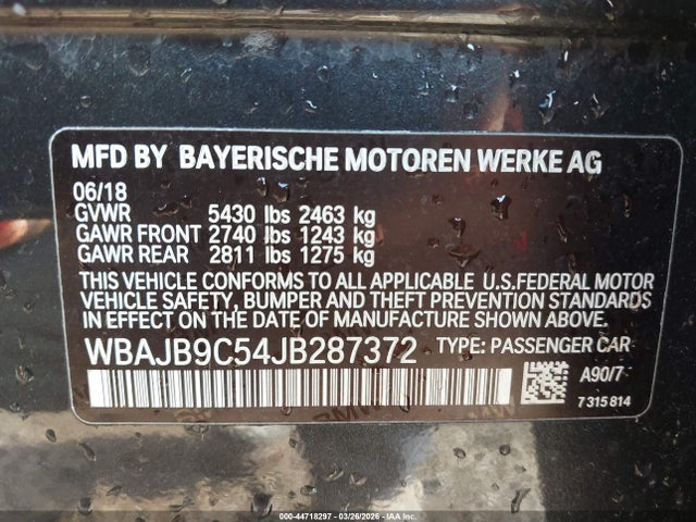 Aukcja sprzedaży 2018 Bmw M550i Xdrive, vin: WBAJB9C54JB287372, numer aukcji: 44718297