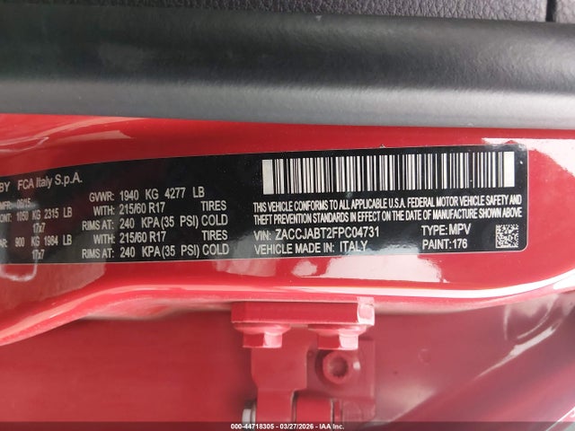 Aukcja sprzedaży 2015 Jeep Renegade Latitude, vin: ZACCJABT2FPC04731, numer aukcji: 44718305