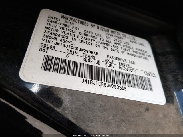 JN1BJ1CR6JW293846 Nissan Rogue Sport Sl