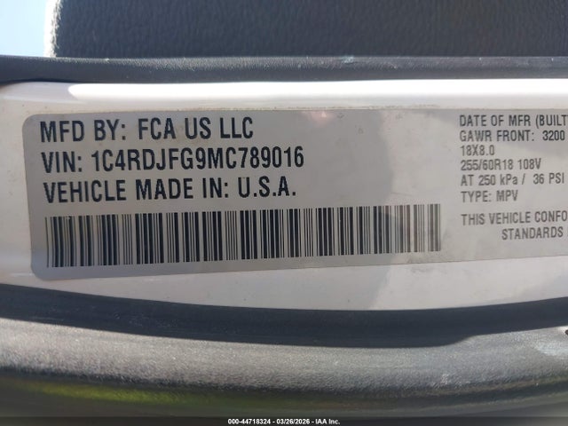 2021 DODGE DURANGO 1C4RDJFG9MC789016 Photo 8