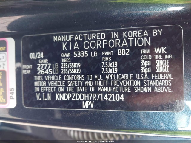 44718346 :رقم المزاد ، KNDPZDDH7R7142104 vin ، 2024 Kia Sportage Plug-in Hybrid X-line Prestige مزاد بيع