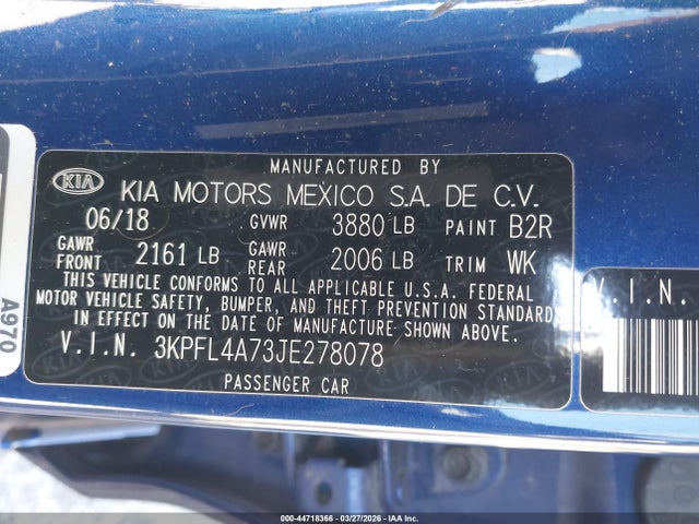 KIA FORTE S 2018 3KPFL4A73JE278078 Image 9