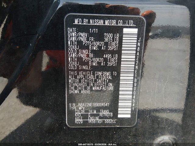 Aukcja sprzedaży 2011 Infiniti Qx56, vin: JN8AZ2NE1B9004541, numer aukcji: 44718375