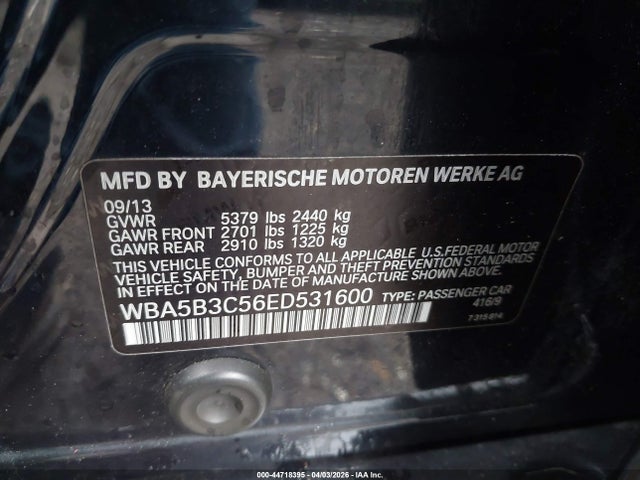 2014 BMW 535I WBA5B3C56ED531600 Photo 8