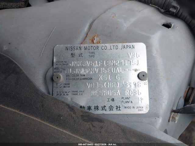 44718483 :رقم المزاد ، JNKBV61F18M271751 vin ، 2008 Infiniti G35x مزاد بيع