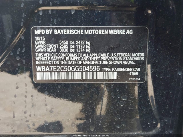 2016 BMW 740I WBA7E2C50GG504596 Photo 8