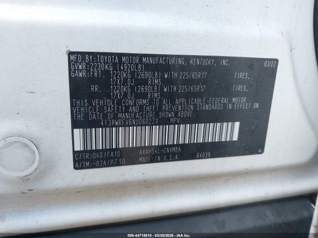 2022 TOYOTA RAV4 HYBRID 4T3RWRFV6NU060221 Photo 8