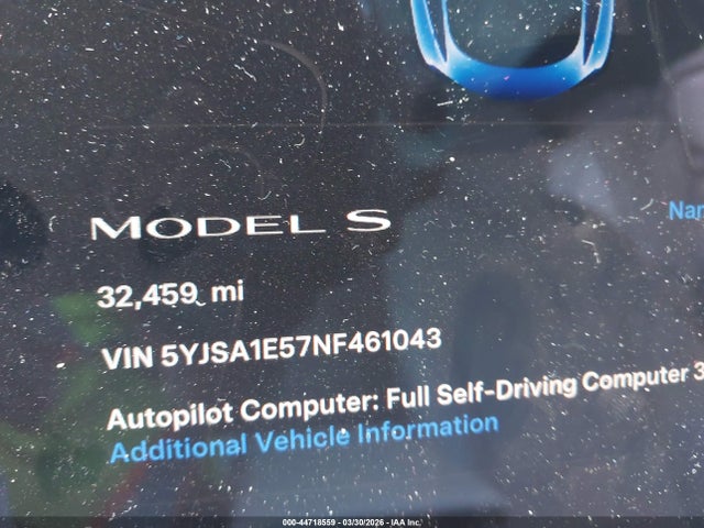 Aukcja sprzedaży 2022 Tesla Model S Dual Motor All-wheel Drive, vin: 5YJSA1E57NF461043, numer aukcji: 44718559