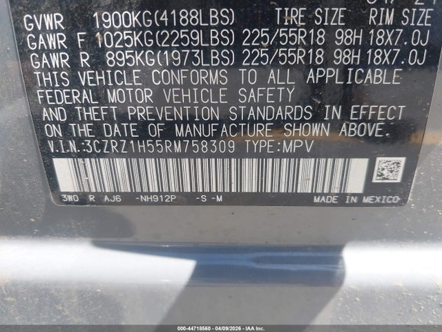 3CZRZ1H55RM758309 Honda Hr-v 2wd Sport/2wd Sport W/o Bsi