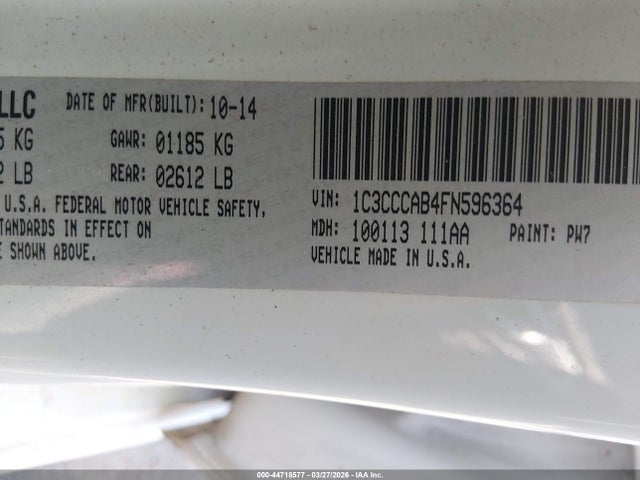 Продажа на аукционе авто 2015 Chrysler 200 Limited, vin: 1C3CCCAB4FN596364, номер лота: 44718577
