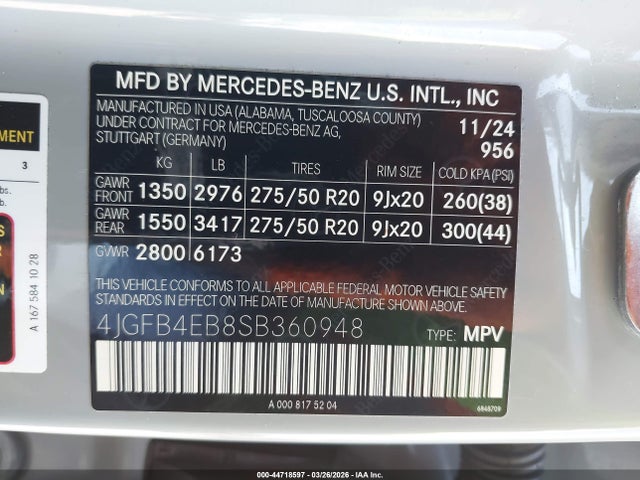 2025 Mercedes-benz Gle 350 მანქანა იყიდება აუქციონზე, vin: 4JGFB4EB8SB360948, აუქციონის ნომერი: 44718597