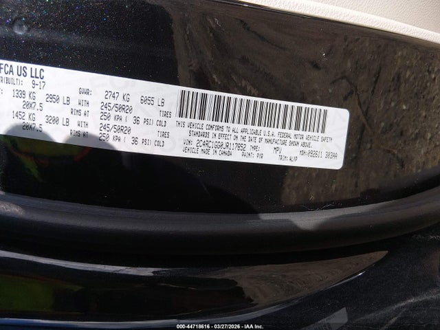 Продаж на аукціоні авто 2018 Chrysler Pacifica Limited, vin: 2C4RC1GG0JR117852, номер лоту: 44718616