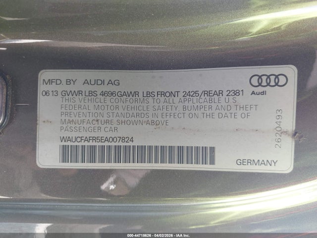 44718626 :رقم المزاد ، WAUCFAFR5EA007824 vin ، 2014 Audi A5 2.0t Premium مزاد بيع