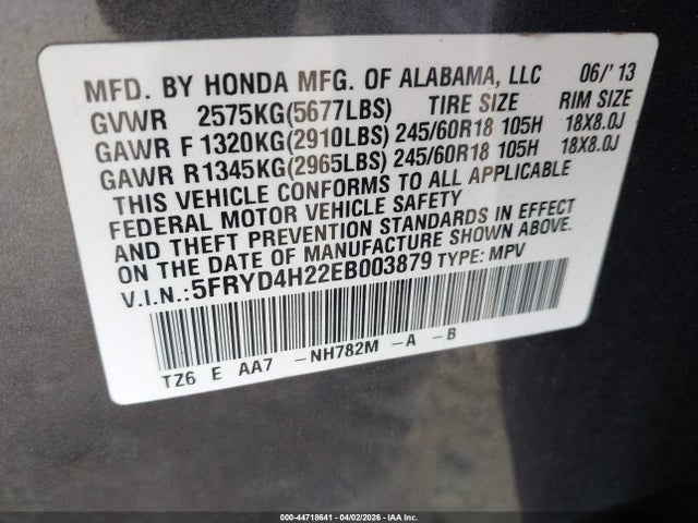 Продажа на аукционе авто 2014 Acura Mdx, vin: 5FRYD4H22EB003879, номер лота: 44718641