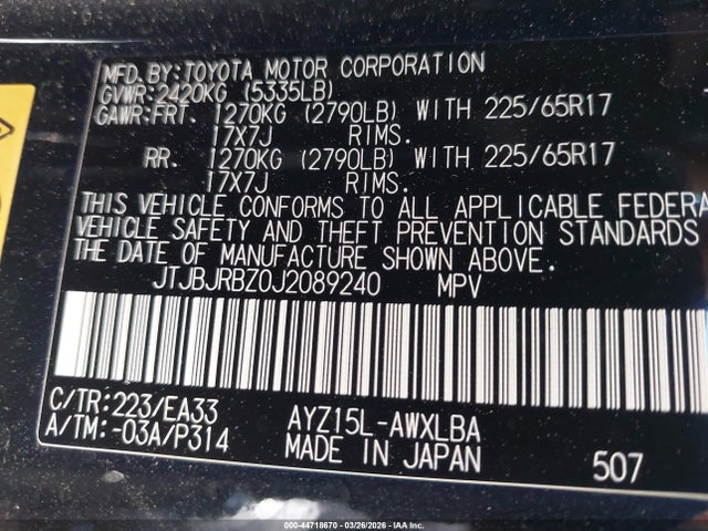 44718670 :رقم المزاد ، JTJBJRBZ0J2089240 vin ، 2018 Lexus Nx 300h مزاد بيع