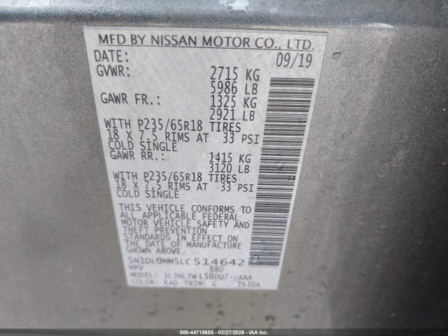 5N1DL0MM5LC514642 Infiniti Qx60 Luxe Awd