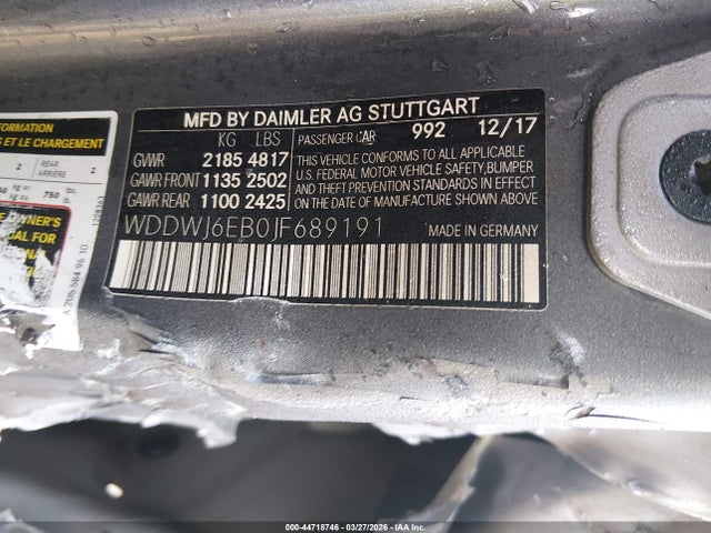 Продажа на аукционе авто 2018 Mercedes-benz Amg C 43 4matic, vin: WDDWJ6EB0JF689191, номер лота: 44718746