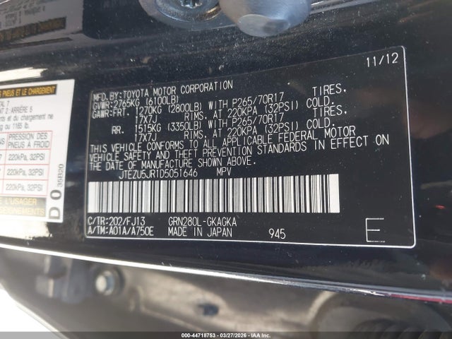 2013 TOYOTA 4RUNNER JTEZU5JR1D5051646 Photo 8