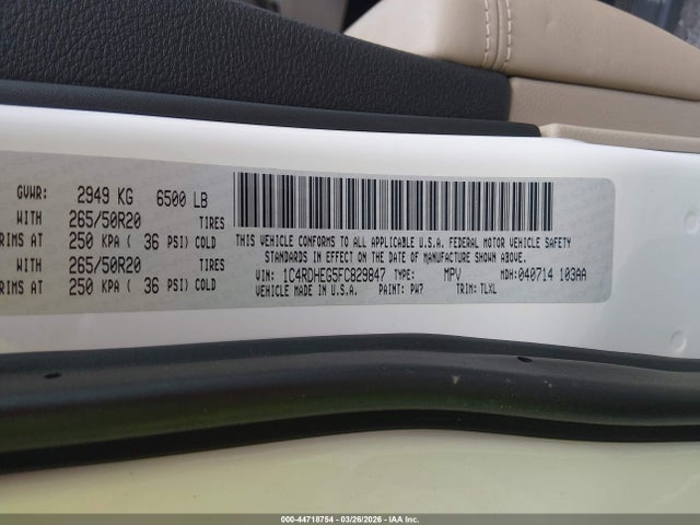 Aukcja sprzedaży 2015 Dodge Durango Citadel, vin: 1C4RDHEG5FC829847, numer aukcji: 44718754