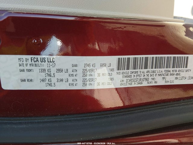 Dodge Grand Caravan Sxt 2018 2C4RDGCG7JR167962 Image 9