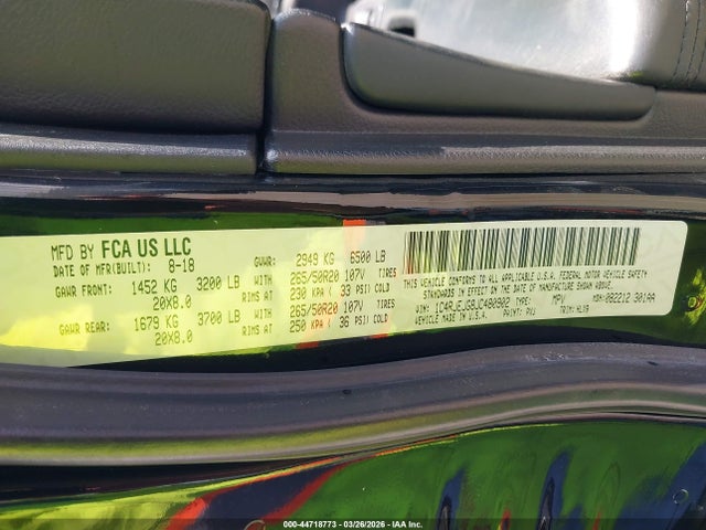 1C4RJEJG8JC480902 Jeep Grand Cherokee Summit 4x2