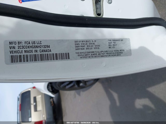 Продажа на аукционе авто 2022 Dodge Charger Gt Rwd, vin: 2C3CDXHG6NH213294, номер лота: 44718780