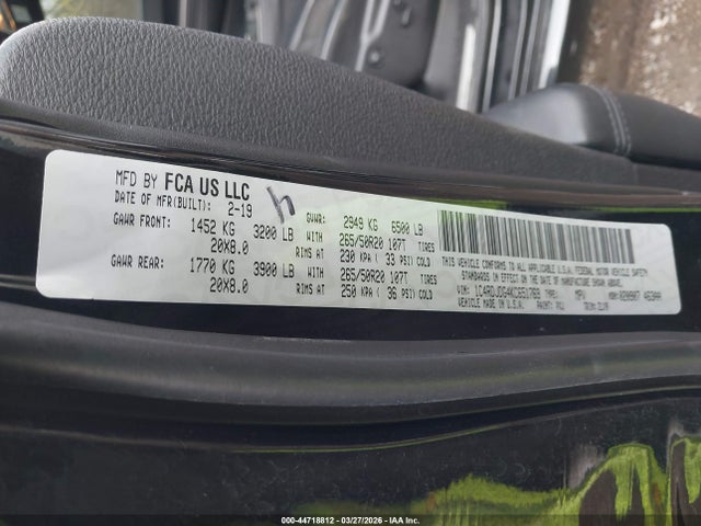 Aukcja sprzedaży 2019 Dodge Durango Gt Plus Awd, vin: 1C4RDJDG4KC651769, numer aukcji: 44718812