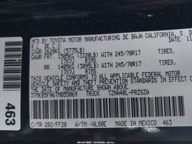 3TMKB5FN6TM055069 Toyota Tacoma Sr5