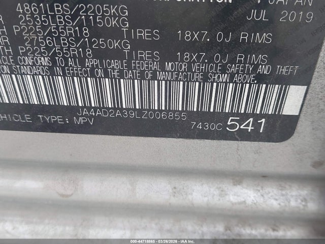 Продаж на аукціоні авто 2020 Mitsubishi Outlander Es 2.4, vin: JA4AD2A39LZ006855, номер лоту: 44718865