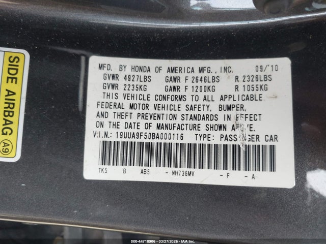 Продажа на аукционе авто 2011 Acura Tl 3.7, vin: 19UUA9F50BA000116, номер лота: 44718906