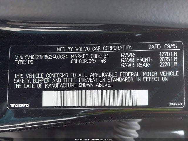 2016 VOLVO S60 YV1612TK8G2400624 Photo 8