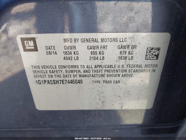 1G1PA5SH7E7446049 Chevrolet Cruze Ls Auto
