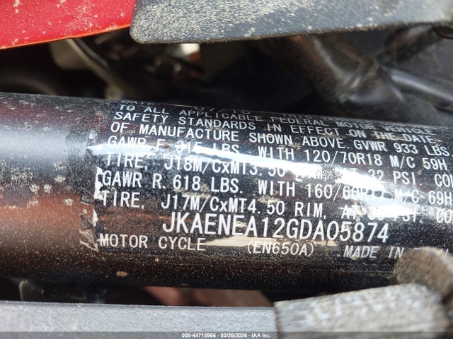 2016 KAWASAKI EN650 JKAENEA12GDA05874 Photo 9