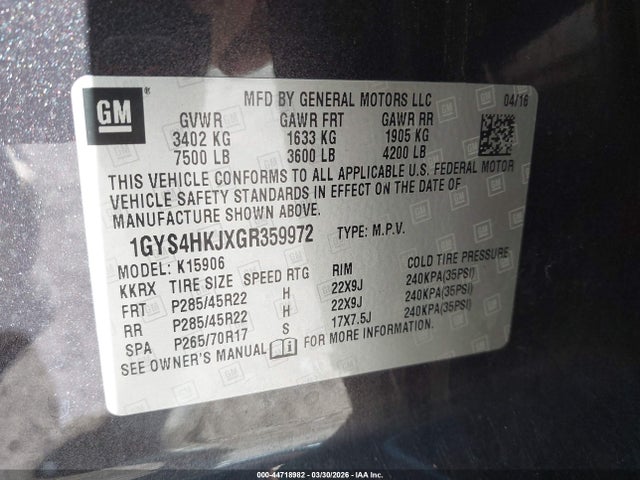 2016 CADILLAC ESCALADE ESV 1GYS4HKJXGR359972 Photo 8