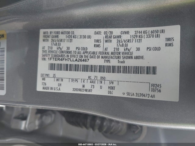 Ford Ranger Xlt 2020 1FTER4FH7LLA26467 Image 9