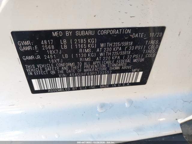 Aukcja sprzedaży 2024 Subaru Crosstrek Sport, vin: 4S4GUHF69R3732552, numer aukcji: 44719053