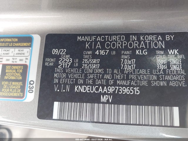 Auction sale of the 2023 Kia Seltos S, vin: KNDEUCAA9P7396515, lot number: 44719066
