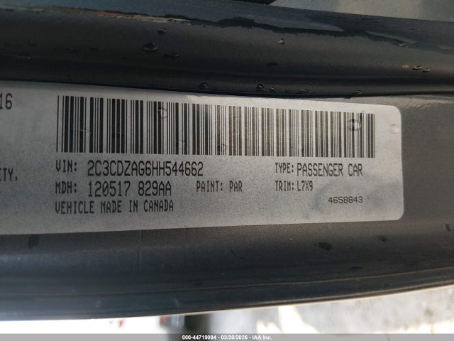 44719094 :رقم المزاد ، 2C3CDZAG6HH544662 vin ، 2017 Dodge Challenger Sxt مزاد بيع
