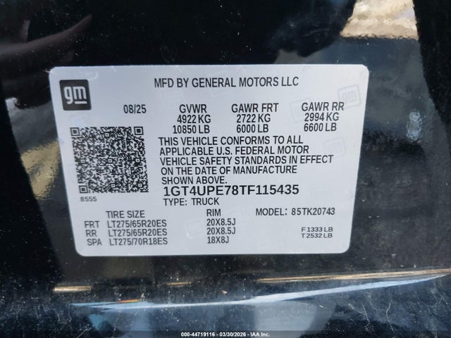 Продажа на аукционе авто 2026 Gmc Sierra 2500hd , Standard Bed, At4, 4wd, vin: 1GT4UPE78TF115435, номер лота: 44719116