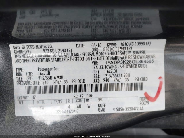 Ford FOCUS SE 2016 1FADP3K28GL364565 Image 9