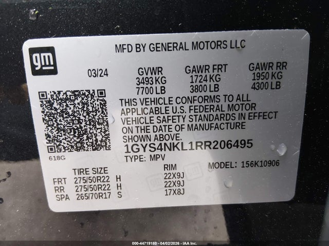 Продаж на аукціоні авто 2024 Cadillac Escalade Esv 4wd Sport, vin: 1GYS4NKL1RR206495, номер лоту: 44719180