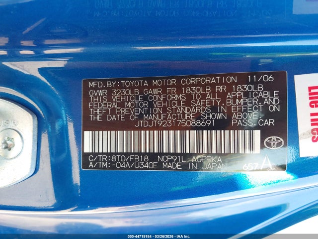 2007 TOYOTA YARIS JTDJT923175088691 Photo 8