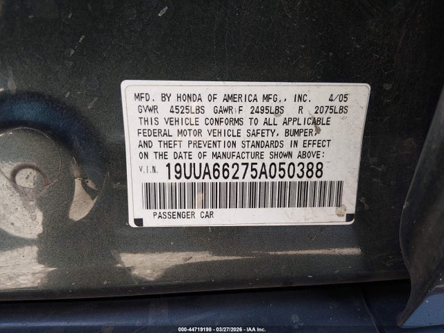 2005 ACURA TL 19UUA66275A050388 Photo 8
