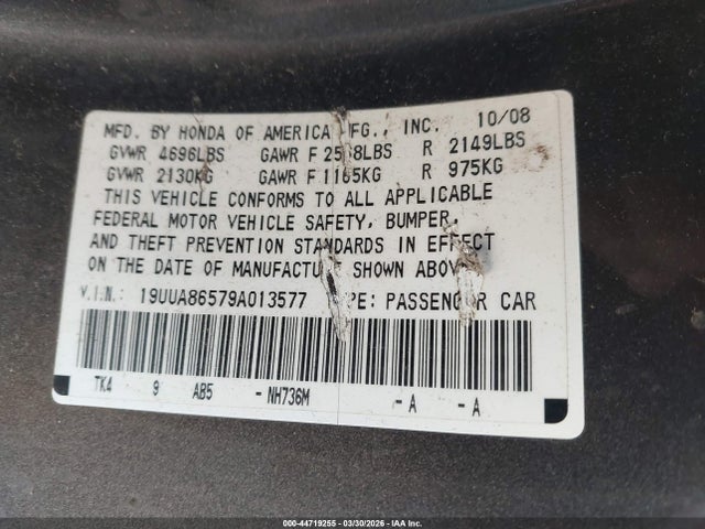 2009 ACURA TL 19UUA86579A013577 Photo 8
