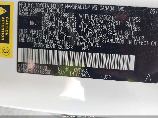Aukcja sprzedaży 2013 Lexus Rx 350, vin: 2T2BK1BA1DC208698, numer aukcji: 44719299