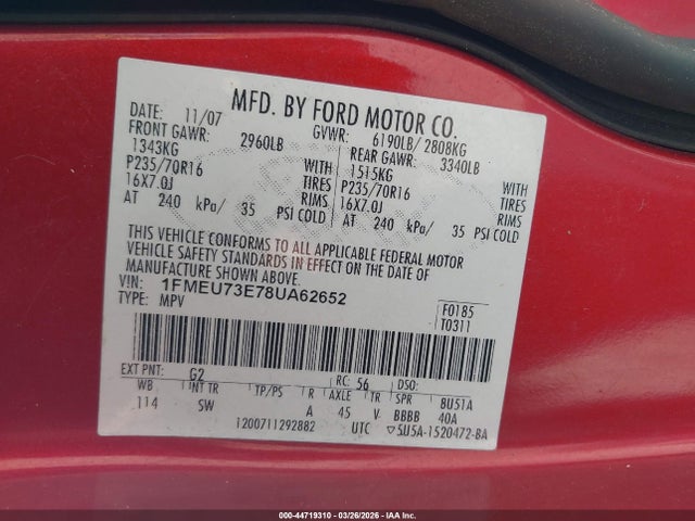 2008 FORD EXPLORER 1FMEU73E78UA62652 Photo 8